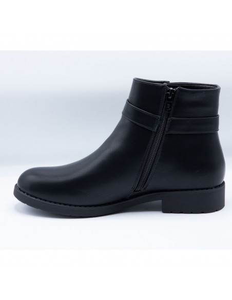 Bottines femme grandes tailles en simili cuir fermeture zip & petit talon carré du 41 au 44