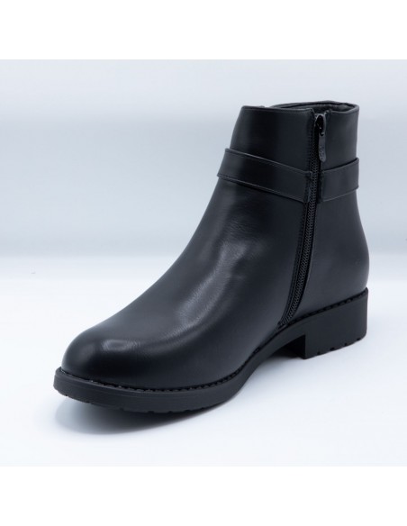 Bottines femme grandes tailles en simili cuir fermeture zip & petit talon carré du 41 au 44