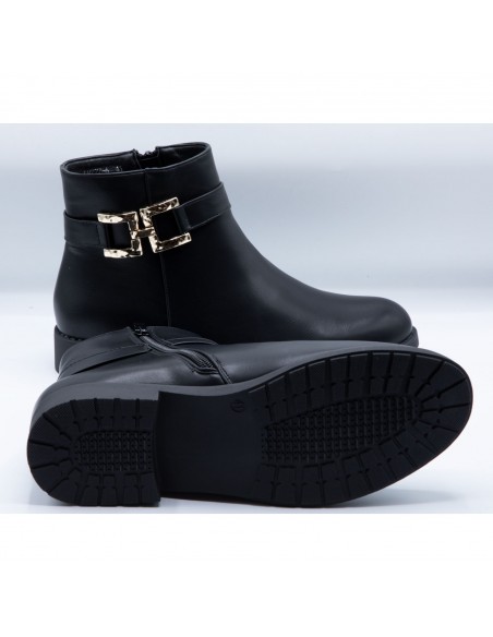 Bottines femme grandes tailles en simili cuir fermeture zip & petit talon carré du 41 au 44