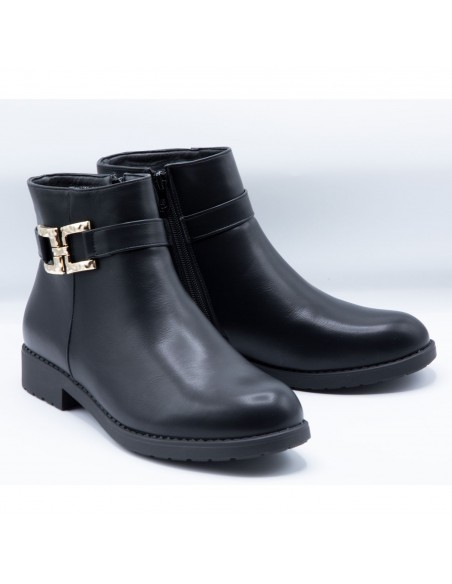 Bottines femme grandes tailles en simili cuir fermeture zip & petit talon carré du 41 au 44