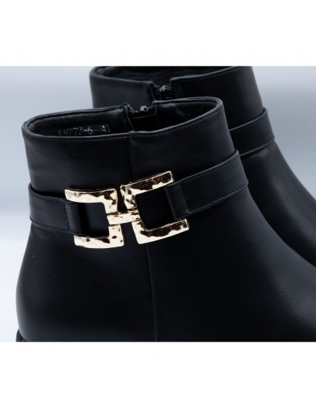 Bottines femme grandes tailles en simili cuir fermeture zip & petit talon carré du 41 au 44