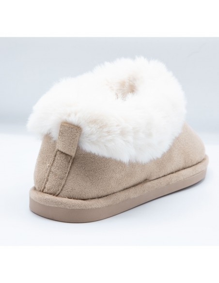 Chaussons fourrure femme chauds en suédine effet peau synthétique hiver tendance
