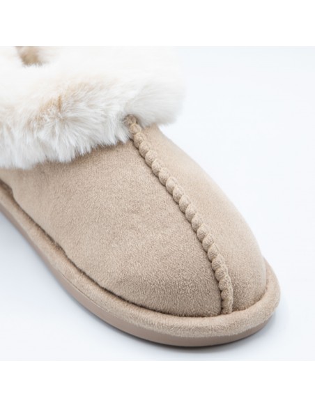 Chaussons fourrure femme chauds en suédine effet peau synthétique hiver tendance