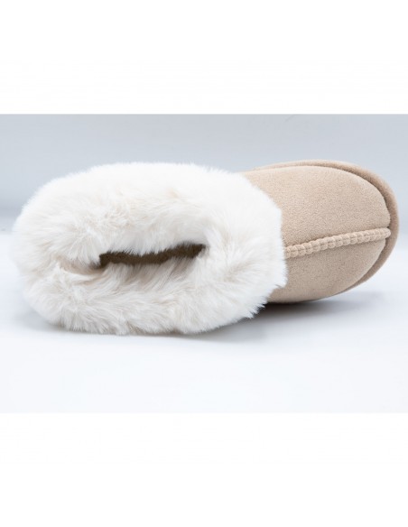 Chaussons fourrure femme chauds en suédine effet peau synthétique hiver tendance