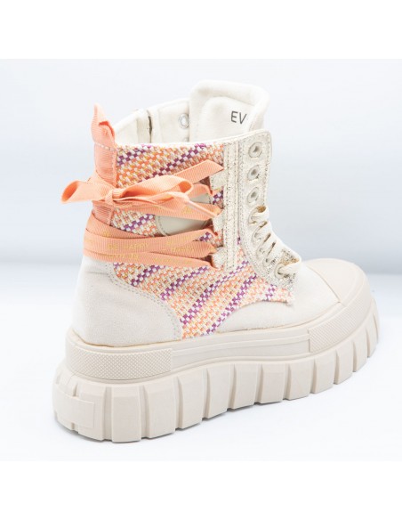 Baskets Montantes Femme Bohème Chic en suédine - Sneakers motifs tressés et semelle épaisse