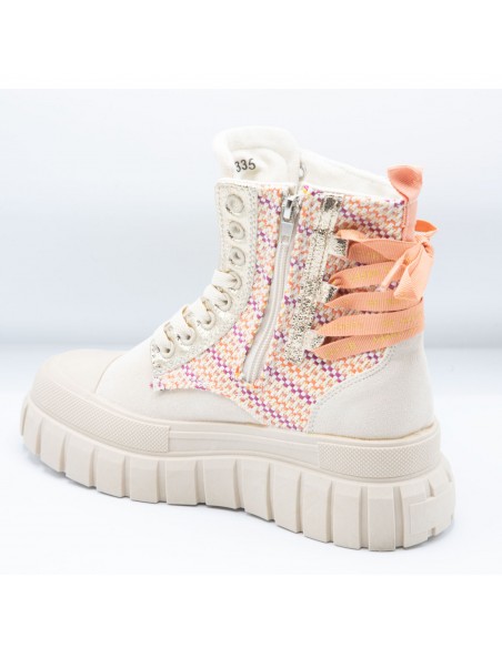 Baskets Montantes Femme Bohème Chic en suédine - Sneakers motifs tressés et semelle épaisse