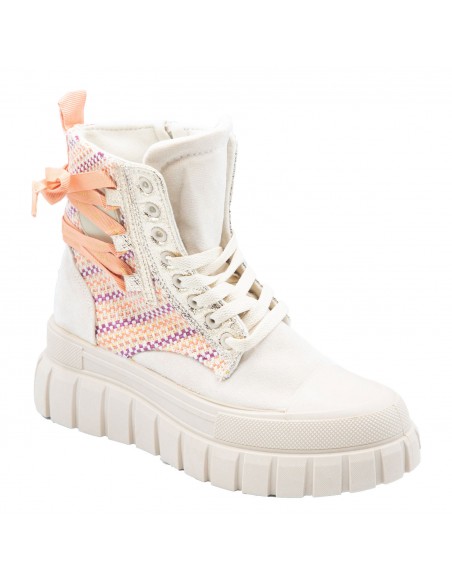 Baskets Montantes Femme Bohème Chic en suédine - Sneakers motifs tressés et semelle épaisse