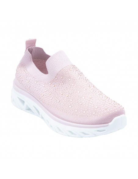 Baskets sport confort mesh élastique chaussette femme basse strass brillant sans lacet