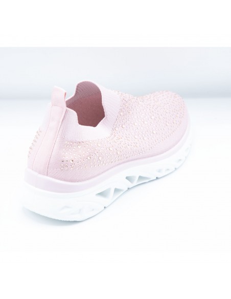 Baskets sport confort mesh élastique chaussette femme basse strass brillant sans lacet