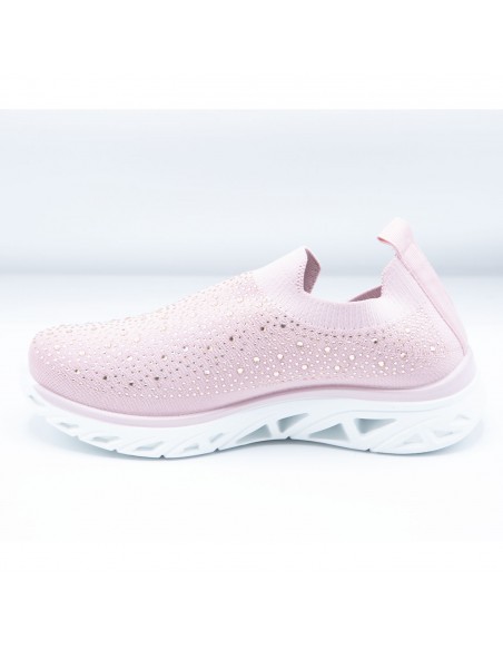 Baskets sport confort mesh élastique chaussette femme basse strass brillant sans lacet