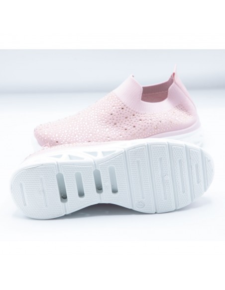 Baskets sport confort mesh élastique chaussette femme basse strass brillant sans lacet