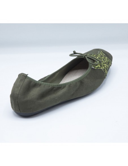 Ballerines Femme en Daim avec Semelle Intérieure Cuir motif Etoile Pailletée