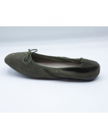 Ballerines Femme en Daim avec Semelle Intérieure Cuir motif Etoile Pailletée
