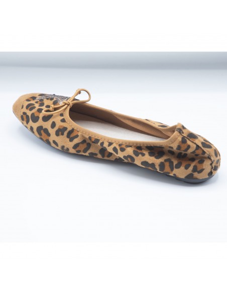 Ballerines Femme en Daim avec Semelle Intérieure Cuir motif Etoile Pailletée