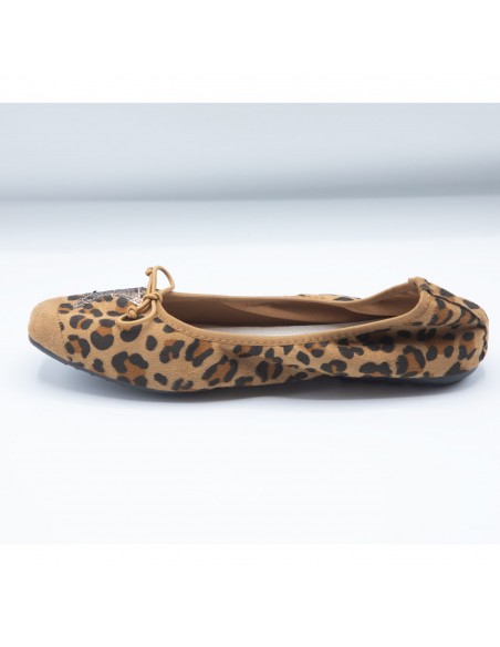 Ballerines Femme en Daim avec Semelle Intérieure Cuir motif Etoile Pailletée