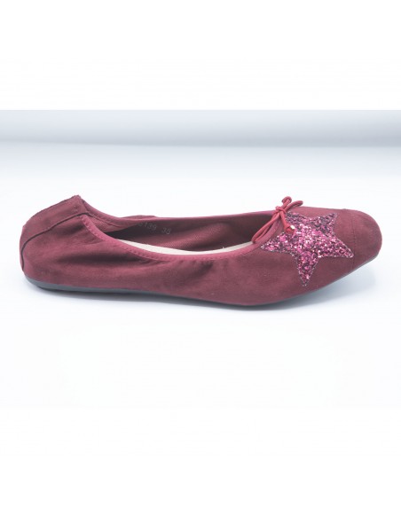 Ballerines Femme en Daim avec Semelle Intérieure Cuir motif Etoile Pailletée