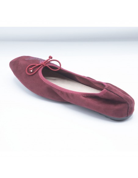 Ballerines Femme en Daim avec Semelle Intérieure Cuir motif Etoile Pailletée