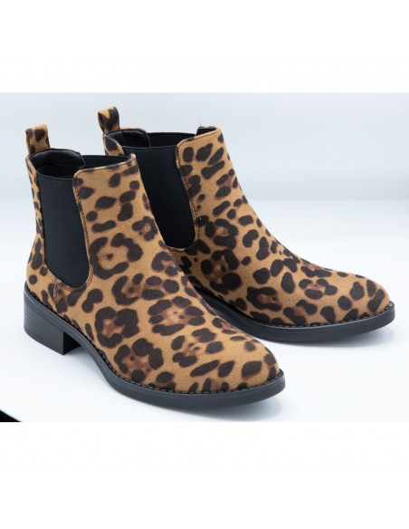 Bottines Chelsea Léopard Femme suédine - Elégance et Tendance