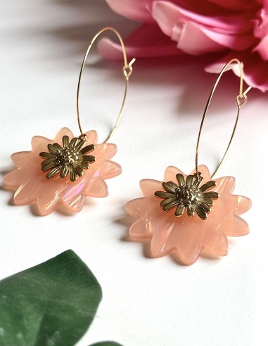 Boucles d'oreilles créoles fleur...