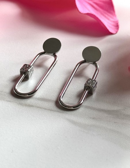 Boucles d'oreilles épingles argentées tendance femme en acier inoxydable