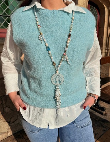 Pull sans manche doux en bouclette...