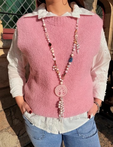 Pull sans manche doux en bouclette...