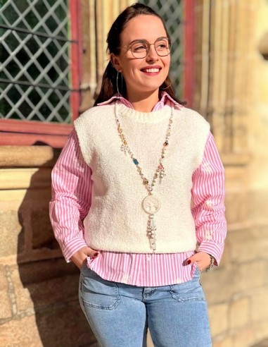 Pull sans manche doux en bouclette...