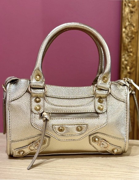 Petit sac à main doré chic en simili cuir avec bandoulière