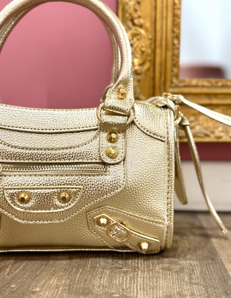 Petit sac à main doré chic en simili cuir avec bandoulière