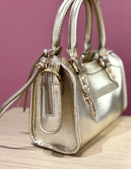 Petit sac à main doré chic en simili cuir avec bandoulière