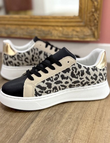 Baskets compensées femme léopard chic...