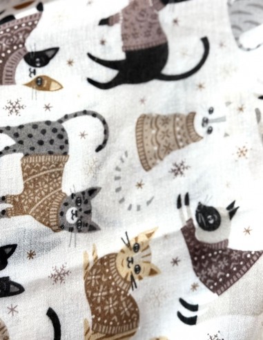 Grand foulard femme doux motif chats...