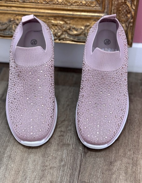 Baskets strass femme confortables en textile respirant sans lacet