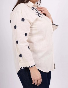 Chemise coton brodée fleurs... 2