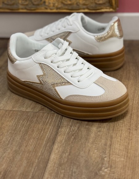 Baskets femme mode compensées couleurs pastelles semelle plateforme gomme