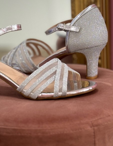 Sandales à talons femme - Chaussures élégantes à brides brillantes - Escarpins de soirée et mariage