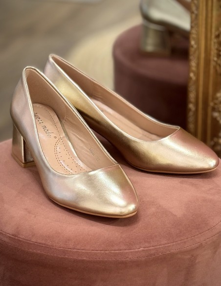 Escarpins femme confortables à bout rond et talon carré 5cm - Chaussures de mariage élégantes