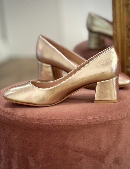 Escarpins femme confortables à bout rond et talon carré 5cm - Chaussures de mariage élégantes