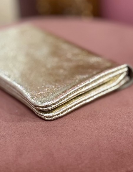 Porte monnaie souple en cuir véritable made in italy - Finition pailletée colorée fermeture zip