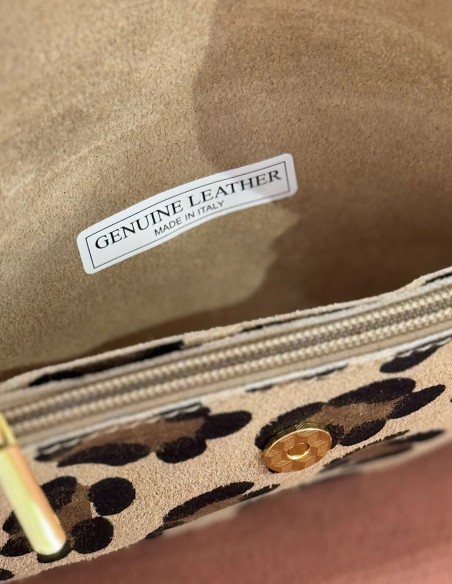 Porte monnaie souple en cuir véritable made in italy - Finition pailletée colorée fermeture zip