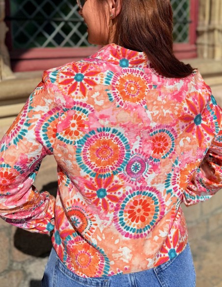 Chemisier femme imprimé tie and dye mandala hippie look bohème chic