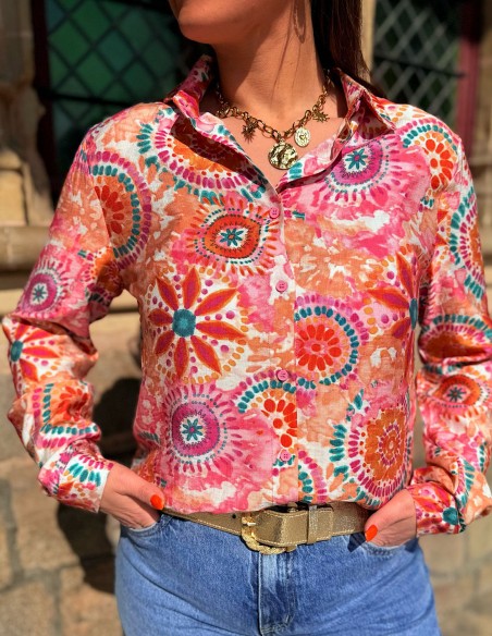 Chemisier femme imprimé tie and dye mandala hippie look bohème chic