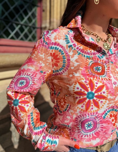 Chemisier femme imprimé tie and dye mandala hippie look bohème chic