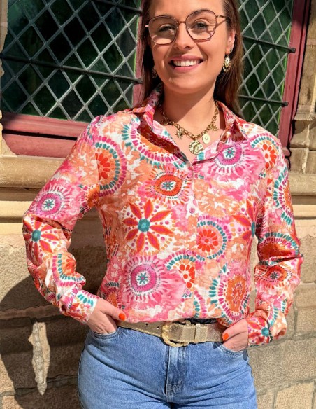 Chemisier femme imprimé tie and dye mandala hippie look bohème chic