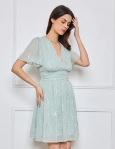 Robe courte fluide vert...