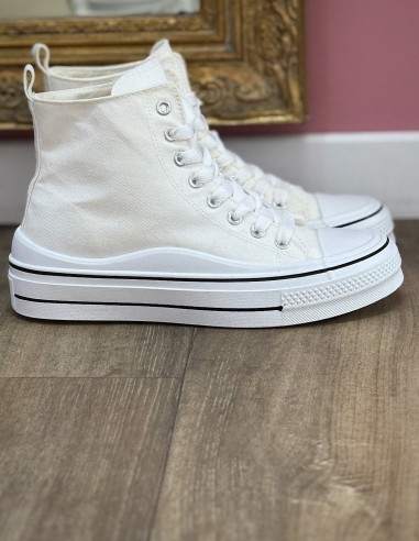 Baskets montantes femme en toile -...
