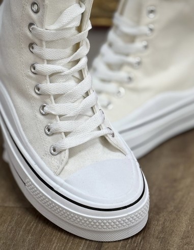 Baskets montantes femme en toile -...