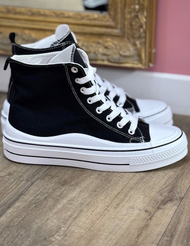 Baskets montantes femme en toile -...