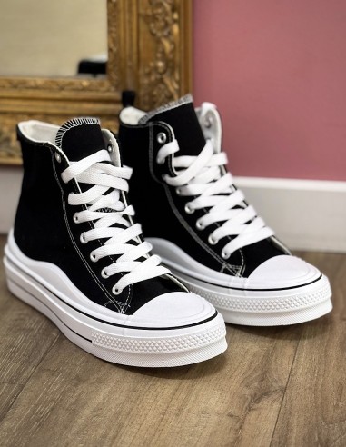 Baskets montantes femme en toile -...