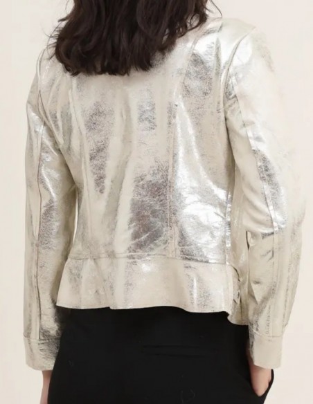 Veste femme en daim coupe perfecto coloré courte tendance printemps / été